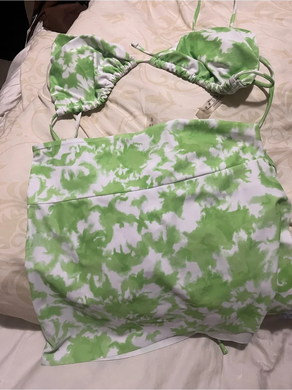 SHEIN Green and White Tie-Dye Bikini Setbikins mix and match SHEIN , target,